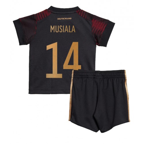 Fotballdrakt Barn Tyskland Jamal Musiala #14 Bortedraktsett VM 2022 Kortermet (+ Korte bukser)
